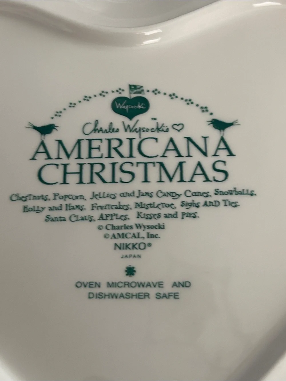 Charles Wysockis Americana Christmas Dish by Nikko